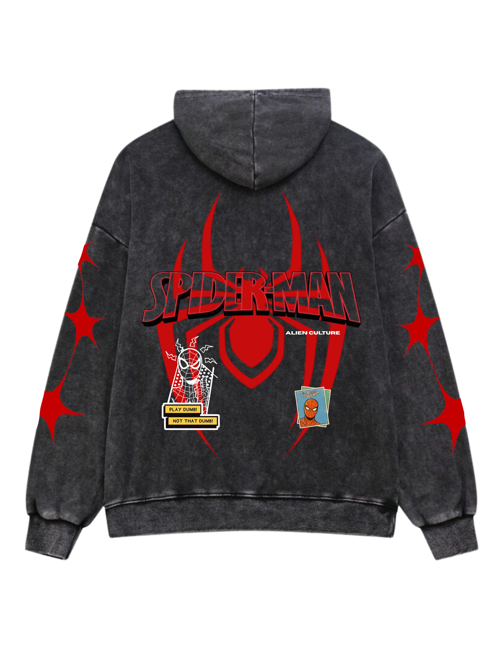SPIDERMAN ACID WASH OVERSIZED HOODIE
