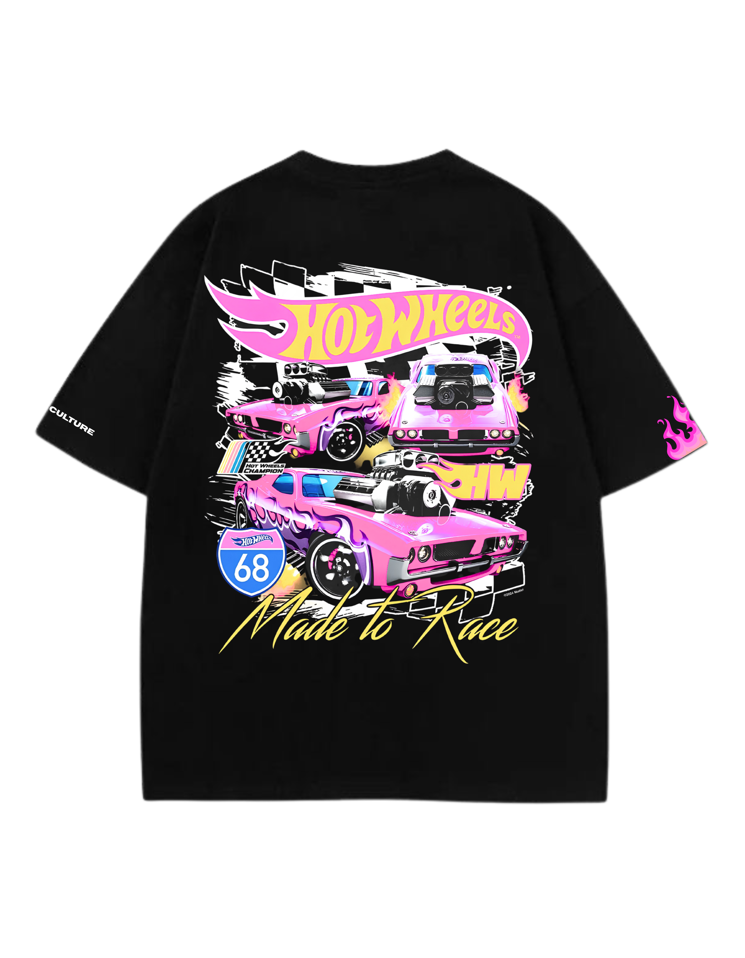 HOTWHEELS PINK FLAME OVERSIZED TSHIRT